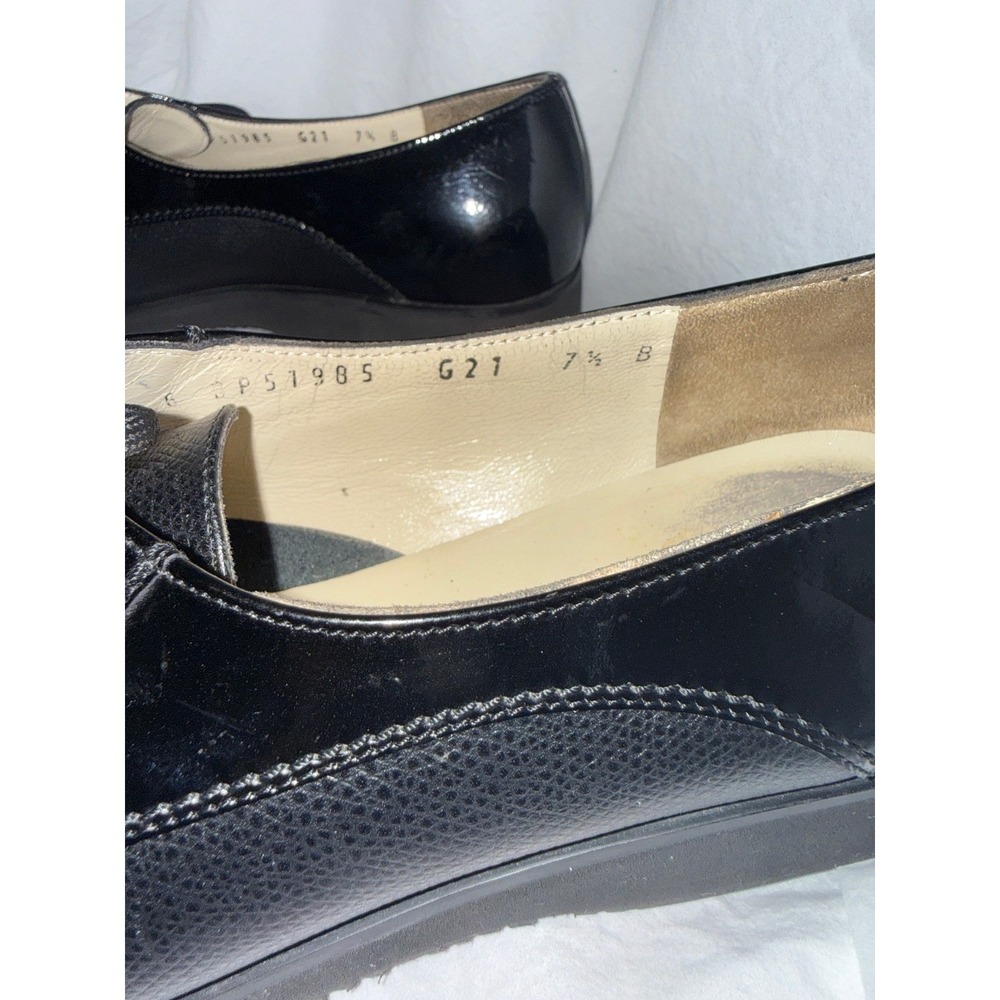 Salvatore Ferragamo Boutique Black Patent Pebbled Leather Oxfords Size 7.5 B - Picture 7 of 10